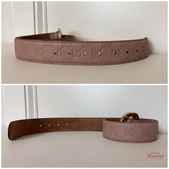 Authentic Gucci Pink Guccissima Leather Gold Interlocking G Buckle Belt 80/32 - Picture 12 of 12